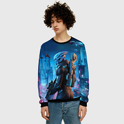 Свитшот мужской Mass Effect - neon glow fantastic, цвет: 3D-черный — фото 2