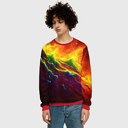 Свитшот мужской Абстрактные волны с огнем, цвет: 3D-красный — фото 2