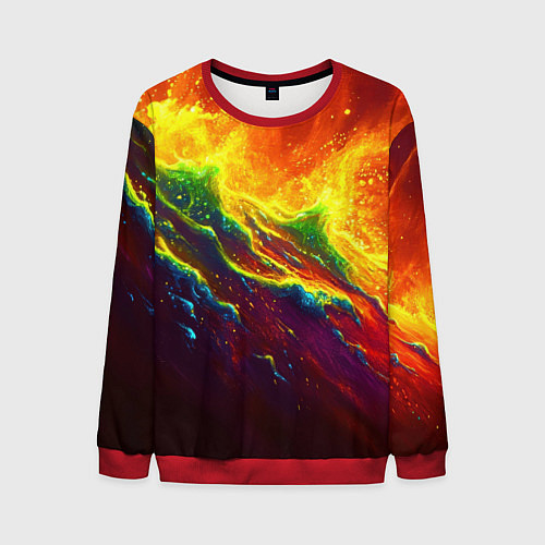Мужской свитшот Абстрактные волны с огнем / 3D-Красный – фото 1
