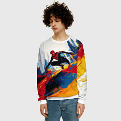 Свитшот мужской Человек - паук и пролитая краска, цвет: 3D-белый — фото 2