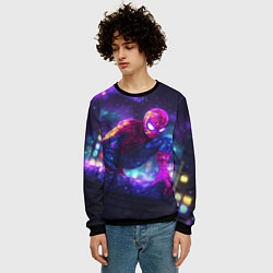 Свитшот мужской Человек-паук неоновый свет, цвет: 3D-черный — фото 2