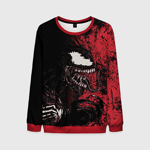 Мужской свитшот Веном на красном / 3D-Красный – фото 1