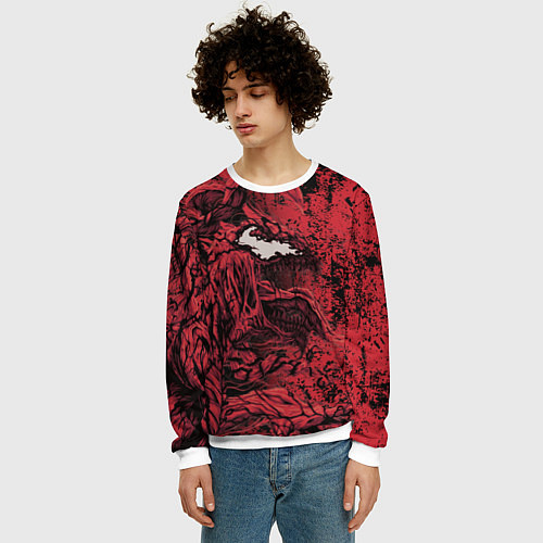 Мужской свитшот Красный веном текстура Карнажа / 3D-Белый – фото 3