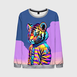 Свитшот мужской Cool tiger cub - pop art, цвет: 3D-меланж