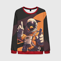 Свитшот мужской Птичий астронавт, цвет: 3D-красный