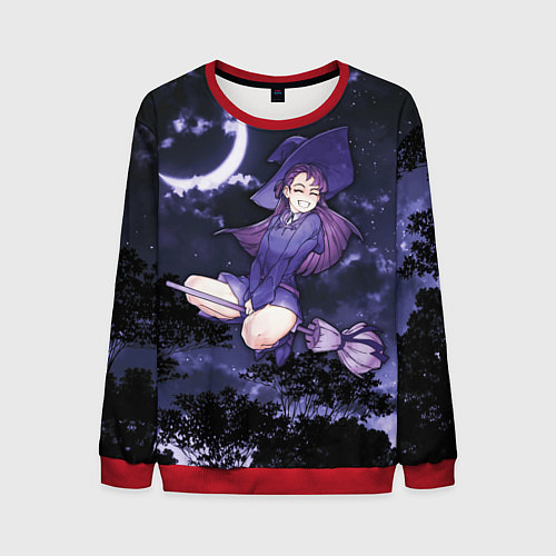Мужской свитшот Веселая ведьма летит на шабаш / 3D-Красный – фото 1