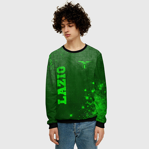 Мужской свитшот Lazio - green gradient вертикально / 3D-Черный – фото 3