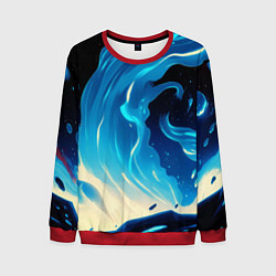 Мужской свитшот Бело-синее пламя из абстрактных красок
