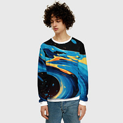 Свитшот мужской Синяя волна из красок, цвет: 3D-белый — фото 2