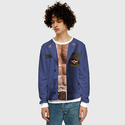 Мужской свитшот Форма пожарного спасателя МЧС / 3D-Белый – фото 3