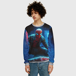 Свитшот мужской Человек паук сидя, цвет: 3D-меланж — фото 2