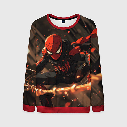 Мужской свитшот Человек паук скользит / 3D-Красный – фото 1