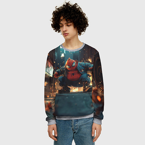 Мужской свитшот Толстый человек-паук / 3D-Меланж – фото 3