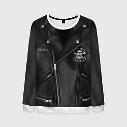 Свитшот мужской Косуха байкерская с нашивками, цвет: 3D-белый