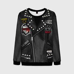 Свитшот мужской Косуха рокерская с нашивками Nirvana, цвет: 3D-черный