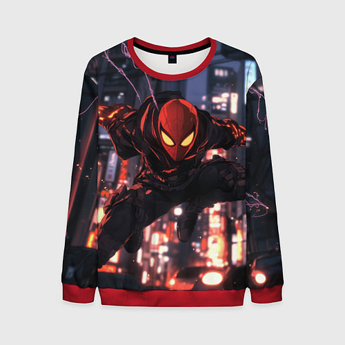 Мужской свитшот Человек паук в черном / 3D-Красный – фото 1