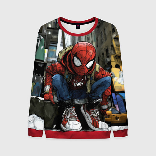 Мужской свитшот Человек-паук в больших кедах / 3D-Красный – фото 1