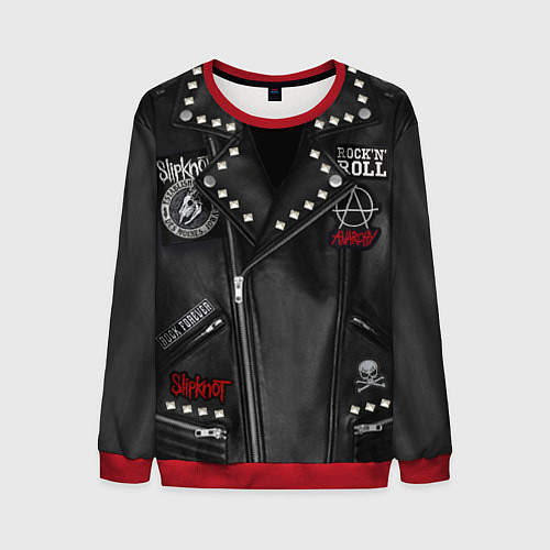 Мужской свитшот Косуха с нашивками Slipknot / 3D-Красный – фото 1