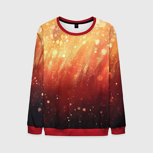 Мужской свитшот Желто-красная текстура блестящая / 3D-Красный – фото 1