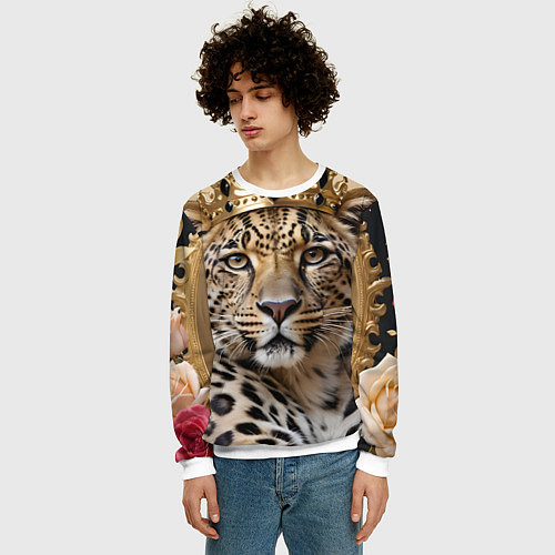 Мужской свитшот Королевский леопард / 3D-Белый – фото 3