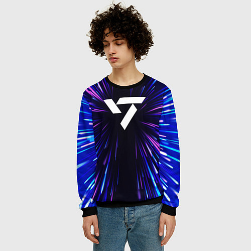 Мужской свитшот Seventeen neon energy / 3D-Черный – фото 3