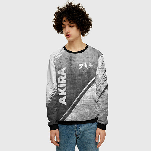 Мужской свитшот Akira - grey gradient вертикально / 3D-Черный – фото 3