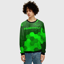 Свитшот мужской Subaru - green gradient посередине, цвет: 3D-черный — фото 2