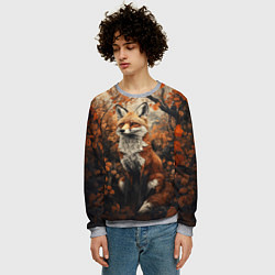 Свитшот мужской Лис в лесной чаще, цвет: 3D-меланж — фото 2
