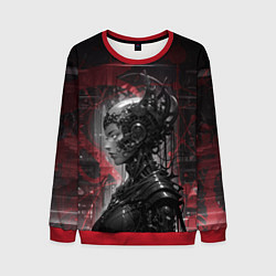 Свитшот мужской Футуристичная кибернетическая жница, цвет: 3D-красный