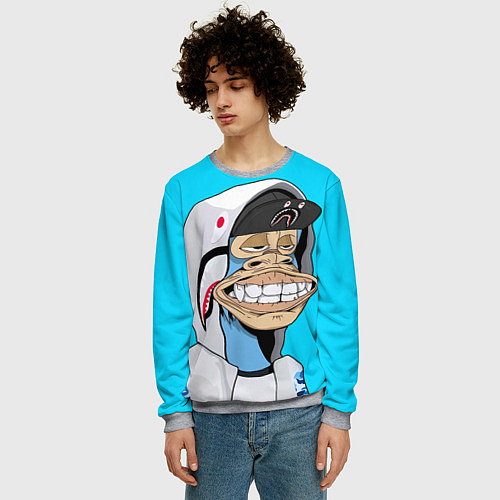 Мужской свитшот NFT ape in the hood / 3D-Меланж – фото 3
