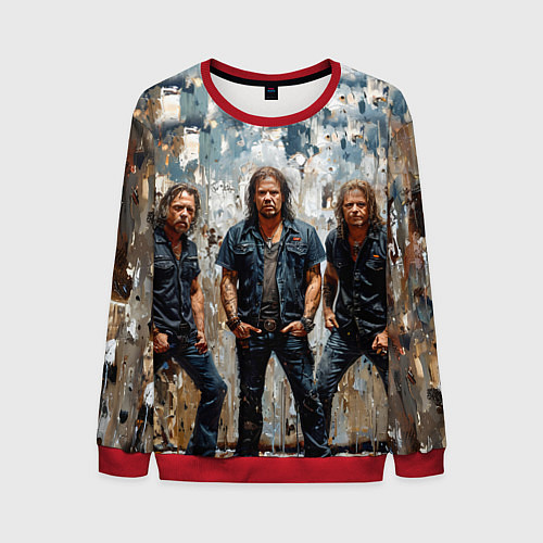 Мужской свитшот Metallica масляной краской / 3D-Красный – фото 1