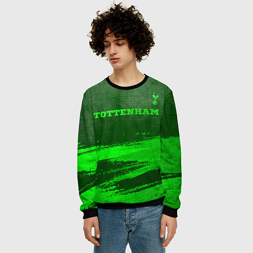 Мужской свитшот Tottenham - green gradient посередине / 3D-Черный – фото 3