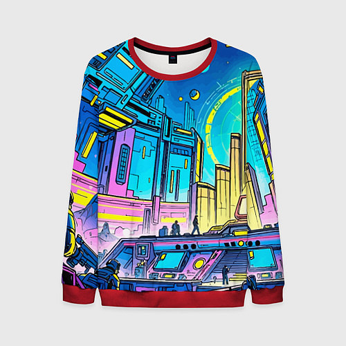 Мужской свитшот Космический город / 3D-Красный – фото 1