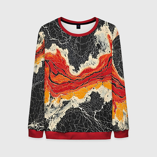 Мужской свитшот Красно-черная потертая текстура / 3D-Красный – фото 1