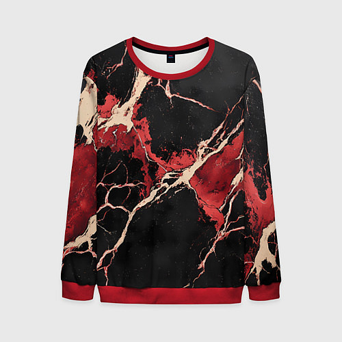 Мужской свитшот Красно-черная потертая текстура / 3D-Красный – фото 1