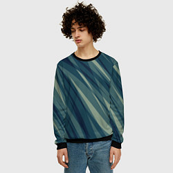 Свитшот мужской Зеленовато-синий полосы, цвет: 3D-черный — фото 2