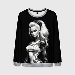 Свитшот мужской Барби - киберпанк нейроарт, цвет: 3D-меланж