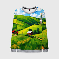 Свитшот мужской Русская деревенька, цвет: 3D-меланж