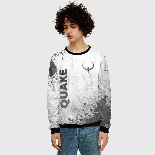 Мужской свитшот Quake - white gradient вертикально / 3D-Черный – фото 3