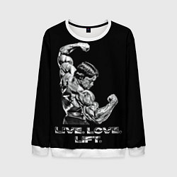 Свитшот мужской Арнольд - живи люби расти, цвет: 3D-белый