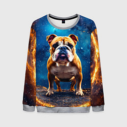 Свитшот мужской Бульдог в космосе, цвет: 3D-меланж
