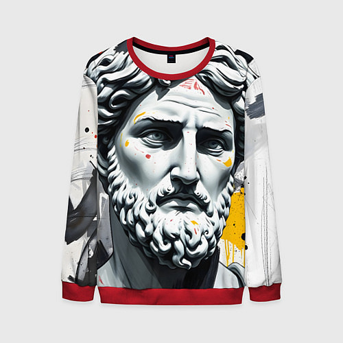 Мужской свитшот Античный портрет и краска / 3D-Красный – фото 1