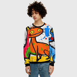 Свитшот мужской Смешные зверята, цвет: 3D-черный — фото 2