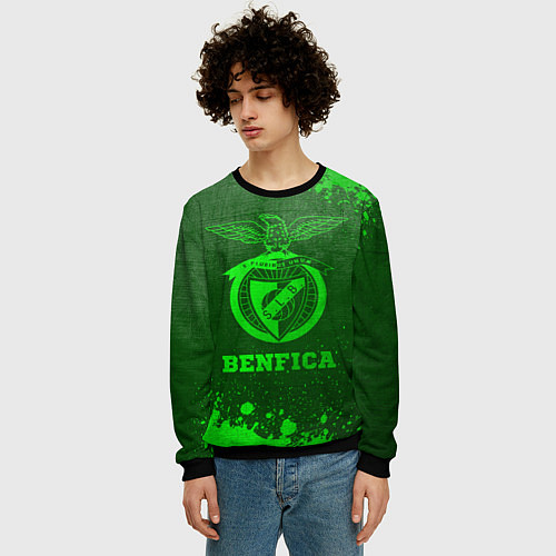Мужской свитшот Benfica - green gradient / 3D-Черный – фото 3