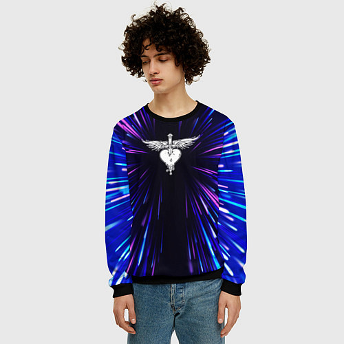 Мужской свитшот Bon Jovi neon energy / 3D-Черный – фото 3