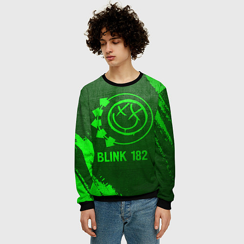 Мужской свитшот Blink 182 - green gradient / 3D-Черный – фото 3