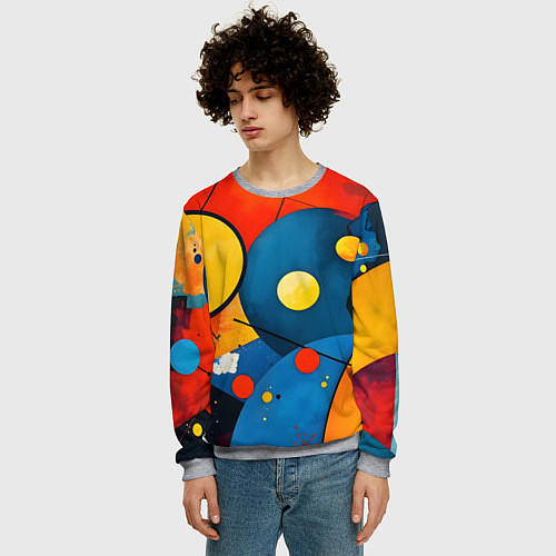 Мужской свитшот Динамичный красочный паттерн / 3D-Меланж – фото 3