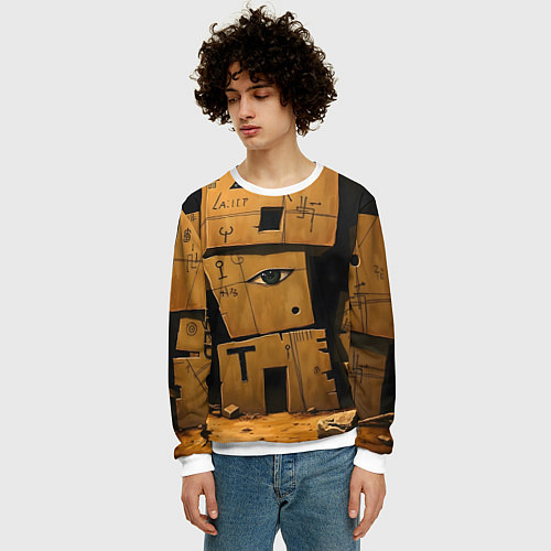 Мужской свитшот Глаза в каменных домах / 3D-Белый – фото 3