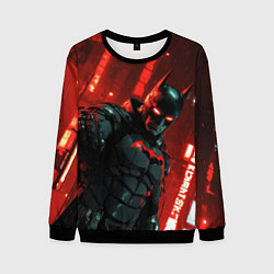 Свитшот мужской Черный Бэтмен на фоне красного города, цвет: 3D-черный