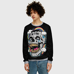 Свитшот мужской Skull and rainbow - im fine, цвет: 3D-меланж — фото 2